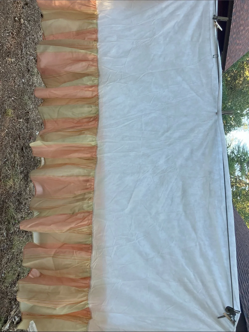 Pastel striped Full bed skirt and two pillow sham covers set made in USA